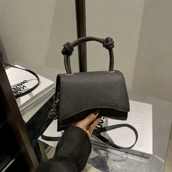 Mini Denim Top Handle Bag - Black