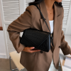 Croc-Embossed Shoulder Bag - Black - Image 3