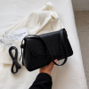Croc-Embossed Shoulder Bag - Black - Image 6