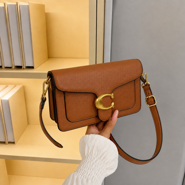 Chic Clasp Crossbody Bag - Brown
