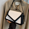 Croc- Embossed Shoulder Bag - Black & White - Image 2