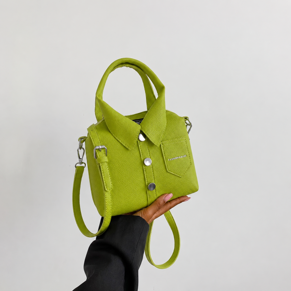 Alternative view of Shirt-Style Collared Crossbody Bag – Lime Green