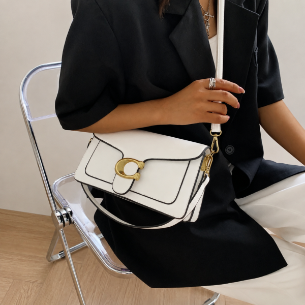Alternative view of Chic Clasp Crossbody Bag - White