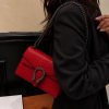Modern Snake Print Crossbody Chain Bag – Red - Image 3