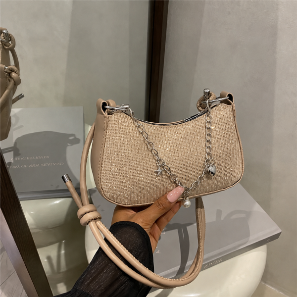 Sparkle Mini Baguette Shoulder Bag - Gold