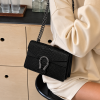 Modern Snake Print Crossbody Chain Bag – Black - Image 2