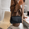 Croc-Embossed Shoulder Bag - Black - Image 4
