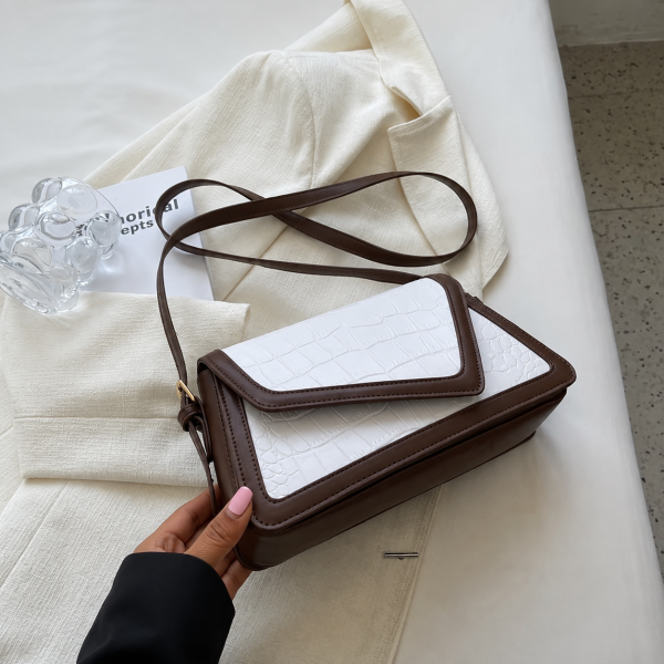 Alternative view of Croc-Embossed Shoulder Bag - White & Brown