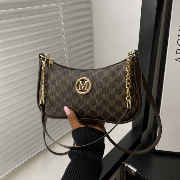 Monogram Chain Shoulder Bag - Brown