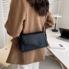 Croc-Embossed Shoulder Bag - Black - Image 5