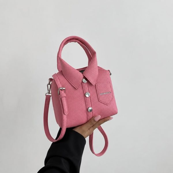 Alternative view of Shirt-Style Collared Crossbody Bag – Pink