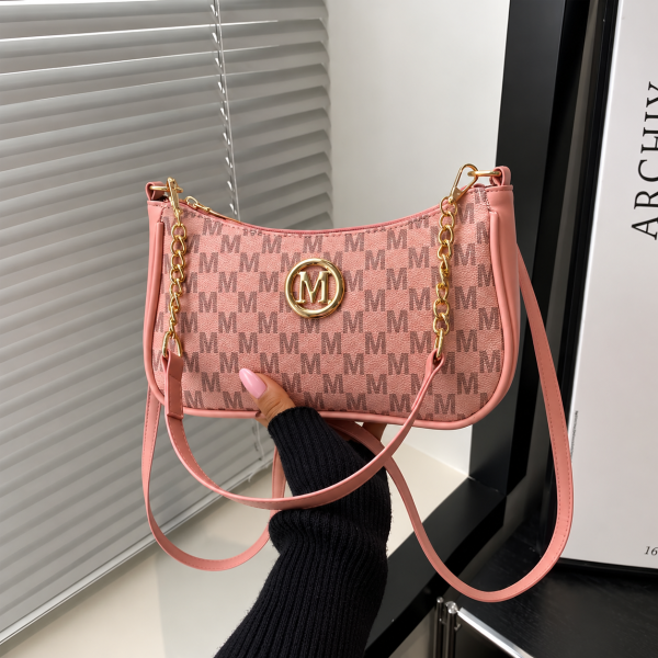 Monogram Chain Shoulder Bag - Pink