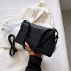 Croc-Embossed Shoulder Bag - Black