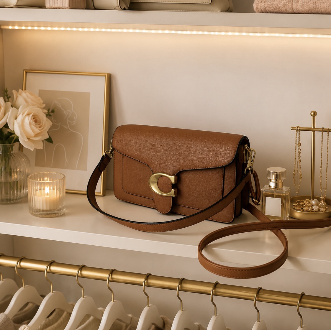Chic Clasp Crossbody Bag - Brown Chic Clasp Crossbody Bag - Brown - Image 3