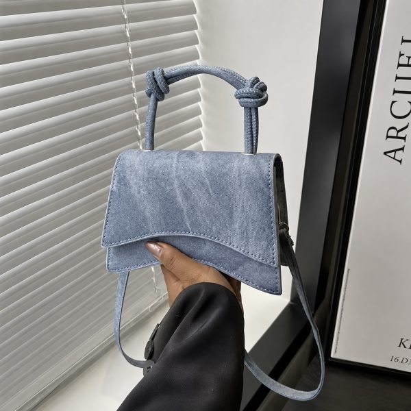Mini Denim Top Handle Bag - Light Blue