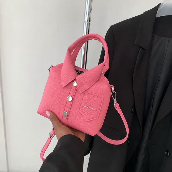Shirt-Style Collared Crossbody Bag – Pink
