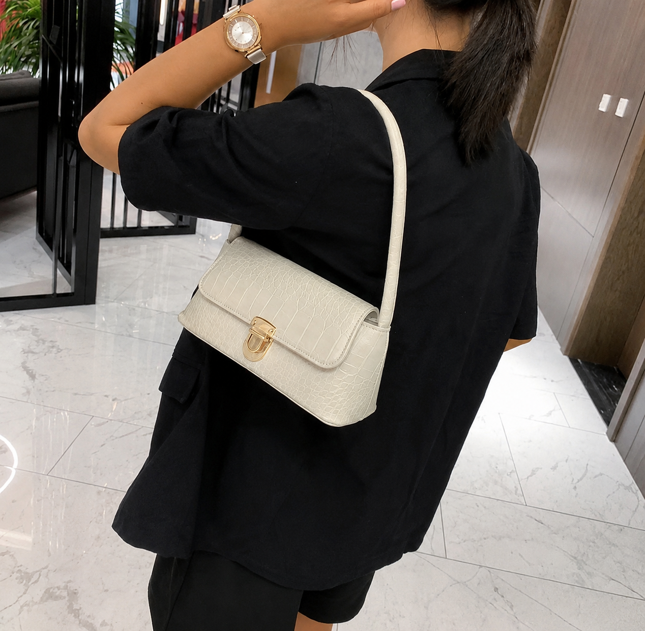 Luxe Baguette Bag - Cream Luxe Baguette Bag - Cream - Image 3