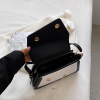 Croc- Embossed Shoulder Bag - Black & White - Image 4