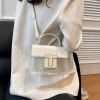 Croc Effect Transparent T Bag - Cream - Image 4