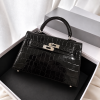 Vexa Mini Luxury Croc Bag – Black