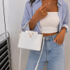 V-Detail Mini Top Handle Crossbody Bag – White - Image 3