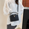 V-Detail Mini Top Handle Crossbody Bag – Black - Image 5