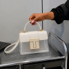Croc Effect Transparent T Bag - Cream - Image 3