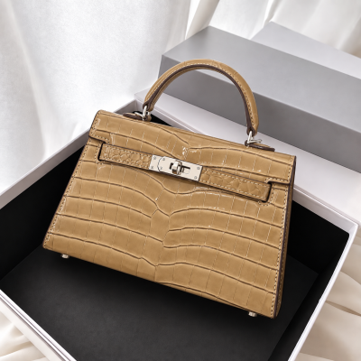 Vexa Mini Luxury Croc Bag – Brown