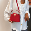 V-Detail Mini Top Handle Crossbody Bag – Red - Image 4