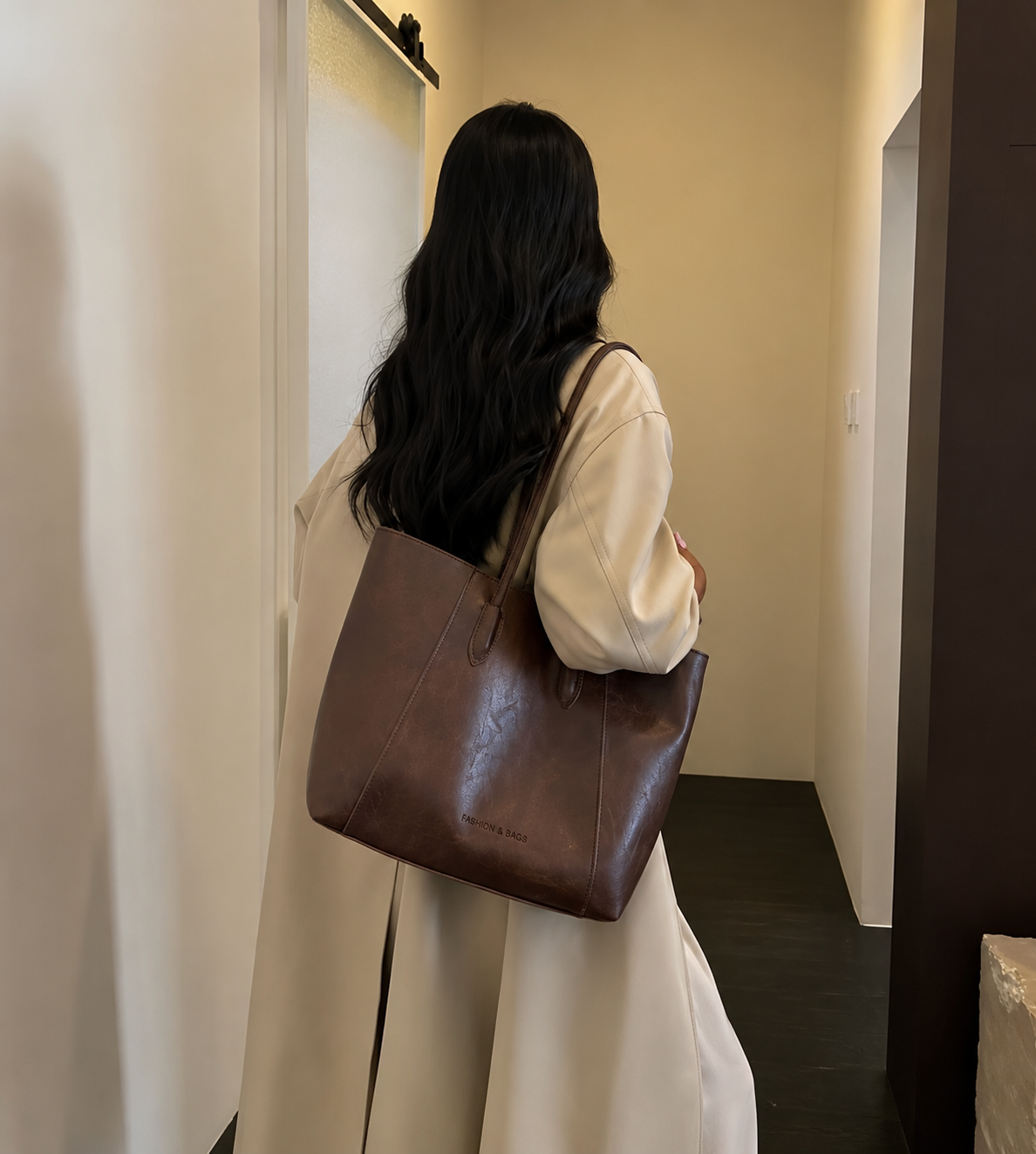 Nova Minimalist Tote Bag - Coffee Brown Nova Minimalist Tote Bag - Coffee Brown - Image 2
