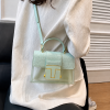 Croc Effect Transparent T Bag - Mint Green - Image 4