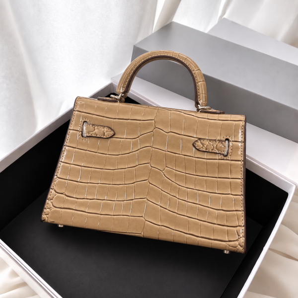Alternative view of Vexa Mini Luxury Croc Bag – Brown