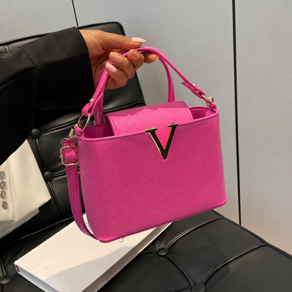 V-Detail Mini Top Handle Crossbody Bag – Pink