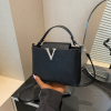 V-Detail Mini Top Handle Crossbody Bag – Black - Image 4