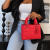 Dahlia Quilted Structured Handbag - Red - Image 2