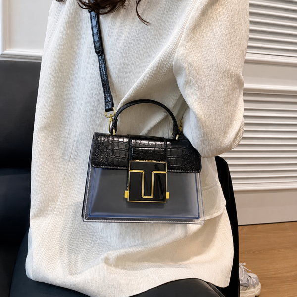Alternative view of Croc Effect Transparent T Bag - Black