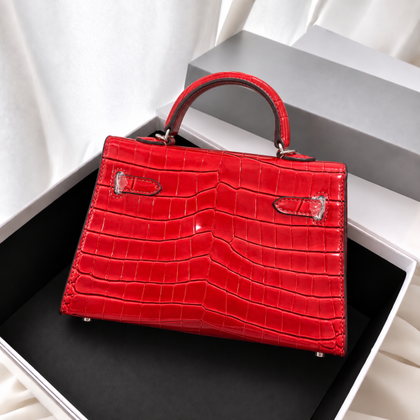 Alternative view of Vexa Mini Luxury Croc Bag – Red