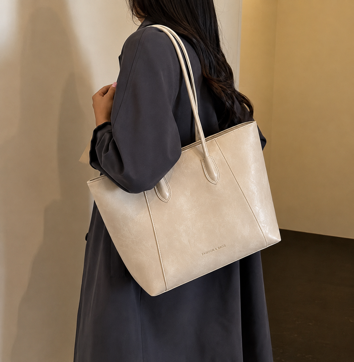 Nova Minimalist Tote Bag - Cream Nova Minimalist Tote Bag - Cream - Image 3