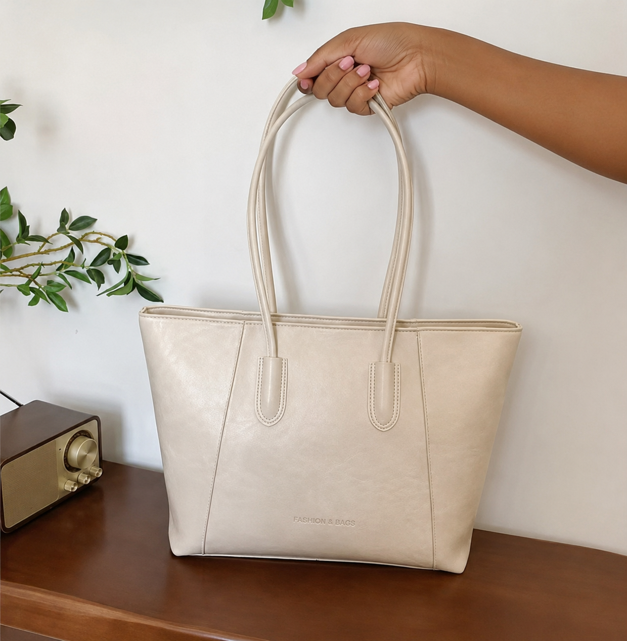 Nova Minimalist Tote Bag - Cream Nova Minimalist Tote Bag - Cream - Image 2